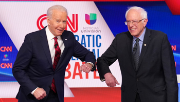 Former Vice President Joe Biden and Senator Bernie Sanders (Reuters/Kevin Lamarque)