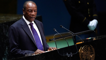 Guinea's President Alpha Conde addresses the 74th session of the UN General Assembly, New York, September 25, 2019 (Reuters/Carlo Allegri)