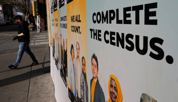 Signs promoting completing the US 2020 census, Seattle, Washington, United States, March 23 (Reuters/Brian Snyder)