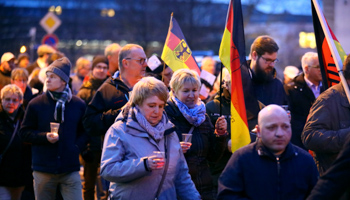 AfD supporters in  Erfurt, Germany, March 3 (Reuters/Hannibal Hanschke)