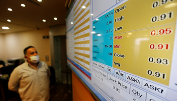 A dealer monitors price movements at the Amman Stock Exchange, Jordan, May 10 (Reuters/Muhammad Hamed)