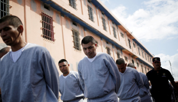 Inmates are pictured during a prison transfer in Monterrey, Mexico (Reuters/Daniel Becerril)