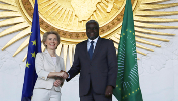 European Commission President Ursula Von Der Leyen with African Union Commission Chairperson Moussa Faki Mahamat after their meeting in Addis Ababa, Ethiopia, December 7, 2019 (Reuters/Tiksa Negeri)