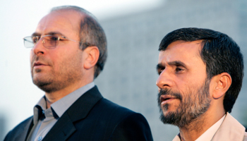 New parliamentary speaker Mohammed Baqer Qalibaf, when mayor of Tehran in 2006, with former President Mahmoud Ahmadinejad (Reuters/Raheb Homavandi)