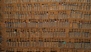 New graves marked by crosses at a cemetery in Manaus during the coronavirus outbreak (Reuters/Bruno Kelly)