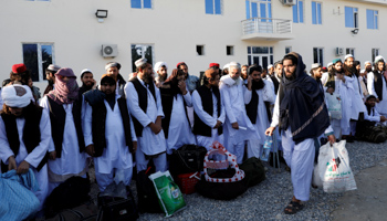 Newly freed Taliban prisoners at Pul-e Charkhi prison in Kabul (Reuters/Mohammad Ismail)
