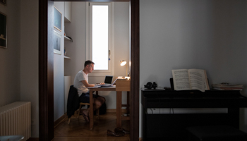 A lawyer working from home during the COVID-19 pandemic, Athens, June 24 (Reuters/Alkis Konstantinidis)