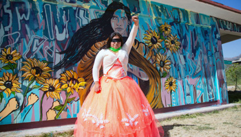 A student protests as part of an EU and UN sponsored programme to eliminate gender-based violence in Mexico City (Reuters/Nadya Murillo)