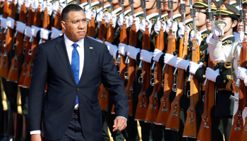 Jamaica Prime Minister Andrew Holness on a visit to Beijing in late 2019 (Reuters/Florence Lo)