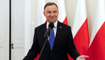 Andrzej Duda speaks to the media after the second round of the presidential election, Warsaw, July 12 (Reuters/Aleksandra Szmigiel)