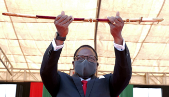Malawi's President Lazarus Chakwera is sworn in in Lilongwe, July 6 (Reuters/Eldson Chagara)