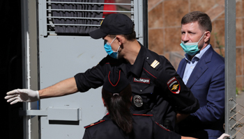 Former Khabarovsk governor Sergey Furgal in custody in Moscow  (Reuters/Evgenia Novozhenina)