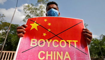 An Indian protester calling for a boycott of China (Reuters/Amit Dave)