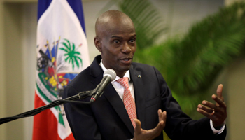 President Jovenel Moise speaks at a news conference on the COVID-19 pandemic, at the National Palace in Port-au-Prince, Haiti, March 2 (Reuters/Andres Martinez Casares)