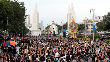 Protesters at the August 16 anti-government rally in Bangkok (Reuters/Jorge Silva)