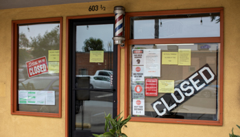 A closed barber shop is shown during the COVID-19 outbreak in Encinitas, California, July 30 (Reuters/Mike Blake)