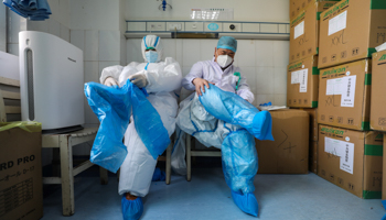 Medical workers at Wuhan Red Cross Hospital (Reuters)