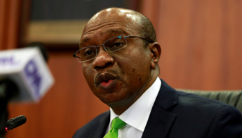 Central Bank of Nigeria (CBN) Governor Godwin Emefiele briefs the media during a monetary policy committee meeting in Abuja, January 24 (Reuters/Afolabi Sotunde)