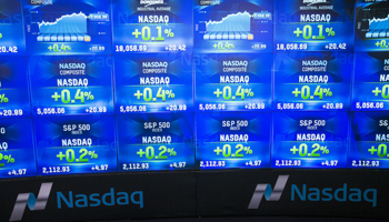 An electronic board shows the closing numbers for the Nasdaq Composite Index at the Nasdaq in New York, 2015 (Reuters/Lucas Jackson)