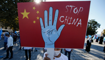 Anti-China placard at a protest in Istanbul, October 1 (Emrah Gurel/AP/Shutterstock)