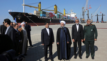 Presidential inauguration of port expansion at Chabahar, December 2017 (Shutterstock/Ebrahim Noroozi/AP)