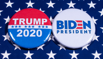 Campaign badges for both US presidential election candidates (Shutterstock /Chris Dorney)