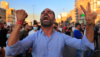 Beirut protester, October 5 (Hussein Malla/AP/Shutterstock)