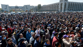 Protesters in central Bishkek, October 7 (Vladimir Voronin/AP/Shutterstock)