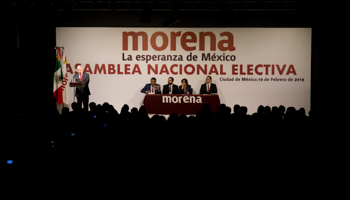 Andres Manuel Lopez Obrador speaks during an event for the MORENA political party (Eduardo Verdugo/AP/Shutterstock)