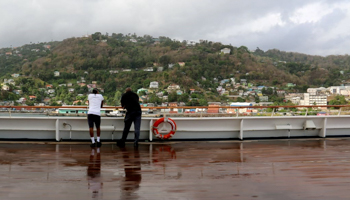 Stranded crew of the cruise ship Carnival Glory near Saint Lucia (STR/EPA-EFE/Shutterstock)
