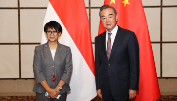 Indonesian Foreign Minister Retno Marsudi and her Chinese counterpart, Wang Yi (Chine Nouvelle/Sipa/Shutterstock)
