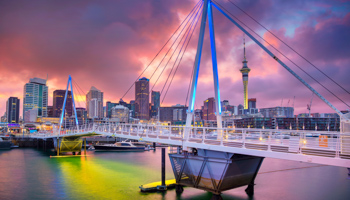 Auckland’s skyline at dawn (Ruby Balasko/Shutterstock)