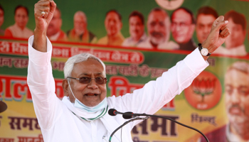 Bihar Chief Minister Nitish Kumar at a recent election rally (Santosh Kumar/Hindustan Times/Shutterstock)