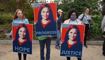 Supporters of Justice Amy Coney Barrett earlier this month, before her confirmation, October 13, Washington DC, United States (Shutterstock/Phil Pasquini)