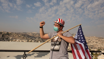 An Israeli backing the re-election of US President Donald Trump (Maya Alleruzzo/AP/Shutterstock)