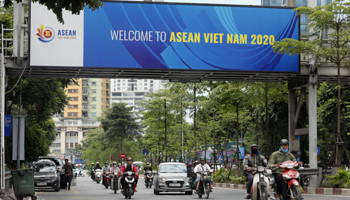 A sign marking Vietnam’s chairmanship of ASEAN this year (Luong Thai Linh/EPA-EFE/Shutterstock)