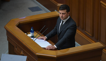President Volodymyr Zelensky delivers his annual address to parliament   (Chine Nouvelle/SIPA/Shutterstock)