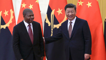 Angola’s President Joao Lourenco (L) and China’s President Xi Jinping (R) prepare for their bilateral meeting at the Great Hall of the People in Beijing, September 2, 2018 (Andy Wong/AP/Shutterstock)