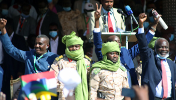 Armed group leaders return to Khartoum, November 15 (Mohammed Abu Obaid/EPA-EFE/Shutterstock)