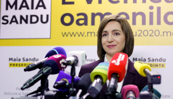 Maia Sandu after her election win (Roveliu Buga/AP/Shutterstock)