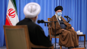 Iranian President Hassan Rouhani and Supreme Leader Ali Khamenei (AY-COLLECTION/SIPA/Shutterstock)