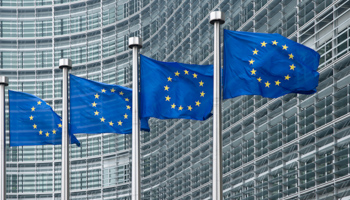 EU flags outside the European Commission in Brussels (Shutterstock / Ugis Riba)