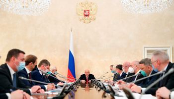 Prime Minister Mikhail Mishustin chairs a cabinet meeting (Dmitry Astakhov/AP/Shutterstock)