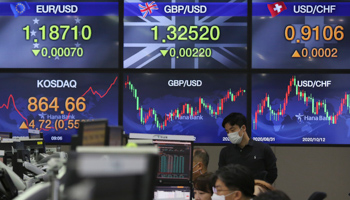 Exchange dealing room of the KEB Hana Bank headquarters in Seoul, South Korea (Ahn Young-joon/AP/Shutterstock)