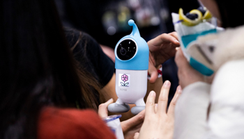 An edtech Ryobi robot to interact and teach to children is displayed at the 2020 International Consumer Electronics Show in Las Vegas, United States (Etienne Laurent/EPA-EFE/Shutterstock)
