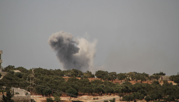 Smoke rises from the location of Russian airstrikes in Idlib, Syria (Moawia Atrash/ZUMA Wire/Shutterstock)