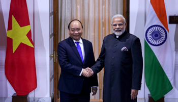 Vietnamese Prime Minister Nguyen Xuan Phuc and Indian Prime Minister Narendra Modi meeting in 2018 (Uncredited/AP/Shutterstock)