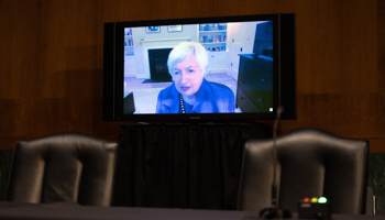 Treasury Secretary nominee Janet Yellen appears online at her nomination hearing, Washington DC, United States, January 19 (Shutterstock)