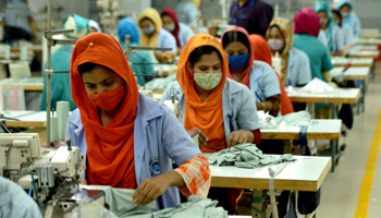 Workers at a garment factory on the outskirts of Dhaka (Chine Nouvelle/SIPA/Shutterstock)