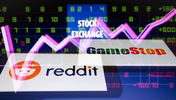 Logos of Reddit and GameStop on a smartphone, 30 January (Andre M Chang/ZUMA Wire/Shutterstock)